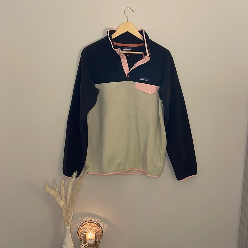 Patagonia Black/Tan Quarter Button Synchilla Fleece